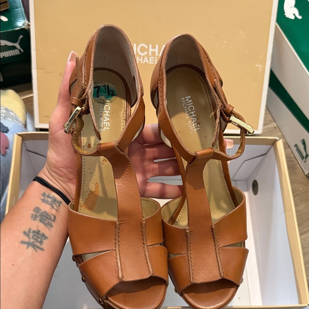 Michael Kors Brown Leather Sandals
